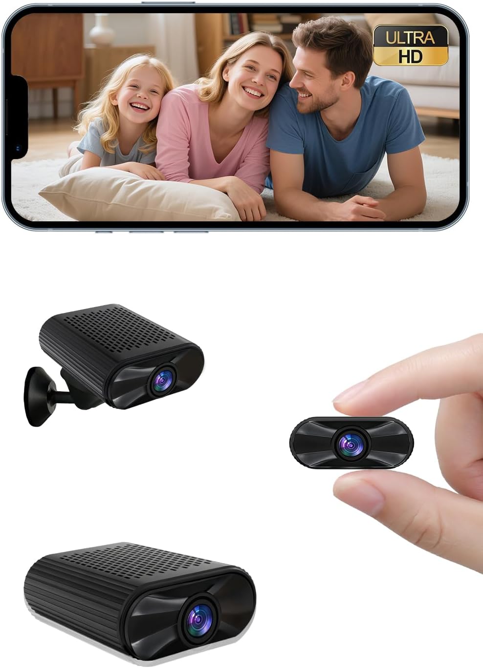 Mini Camera - 4K HD Wireless Small Camera - Tiny Indoor Security Cameras with Night Vision & Motion Detection, APP Control Nanny Cam for Home, Office