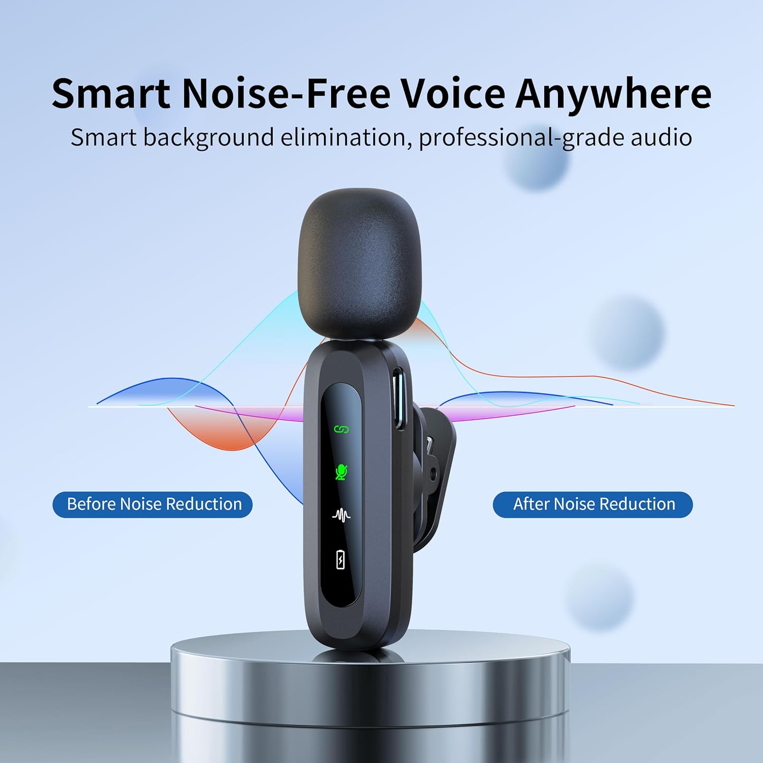 Wireless Mini Microphone for iPhone 15/16, iPad, Android, Wireless Lavalier Microphone with Noise Reduction, Portable USB C Lapel Mic for Video