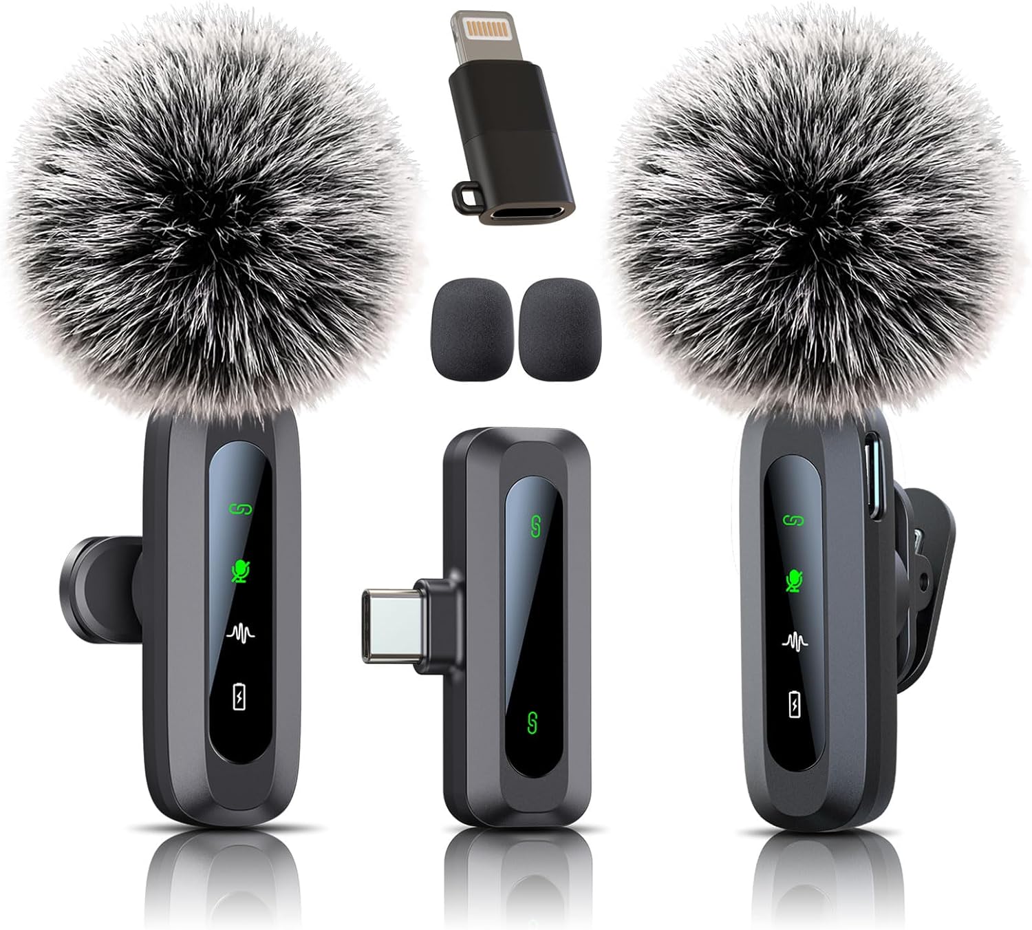 Wireless Mini Microphone for iPhone 15/16, iPad, Android, Wireless Lavalier Microphone with Noise Reduction, Portable USB C Lapel Mic for Video
